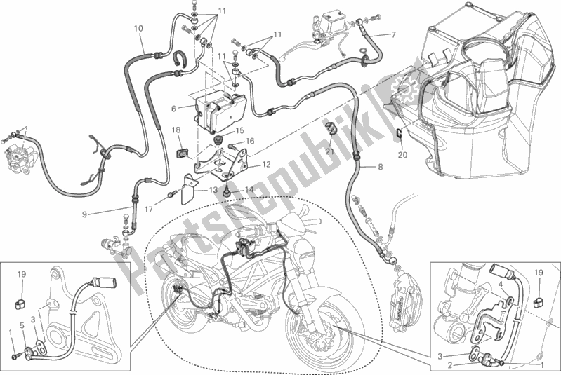 Todas as partes de Abs Do Sistema De Travagem do Ducati Monster 696 ABS 2014